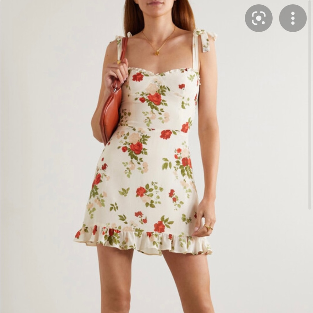 Christine ruffled floral-print georgette mini dress